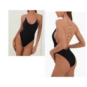 ViX Paula Hermanny Firenze Ney Racerback One-Piece Swimsuit, Black, Sz. M
